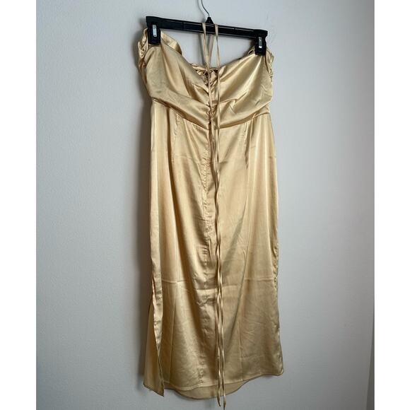 NWT We Wore What Gold Halter Dress Size Large - Picture 12 of 13